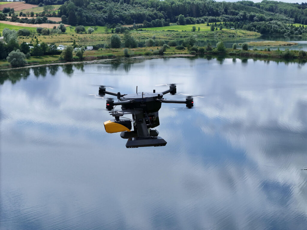 Xer Technologies X8 Drone on Mission with Yellowscan Navigator Bathymetric system